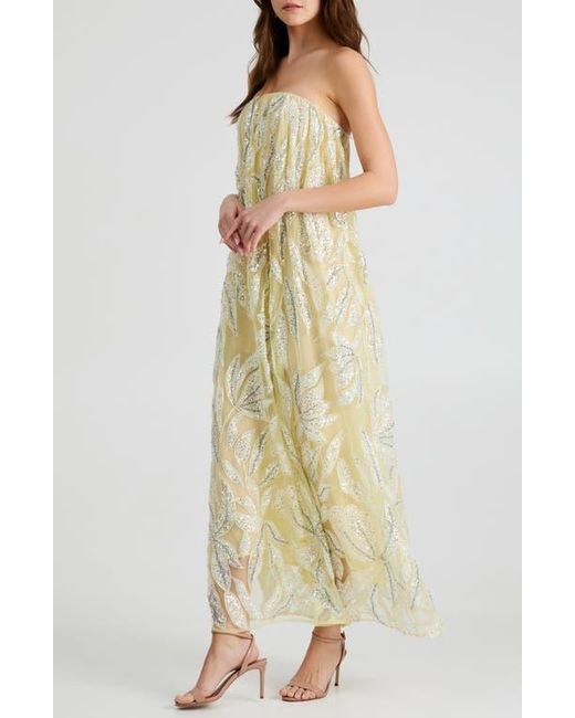 helsi sheer strapless appliqu dress Helsi Audrey Square-Neck Floral Applique Sheer Midi Dress - Purple