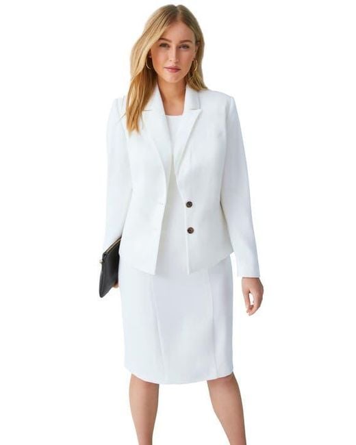 Jessica London Women's White 2-Piece Stretch Crepe Single-Breasted