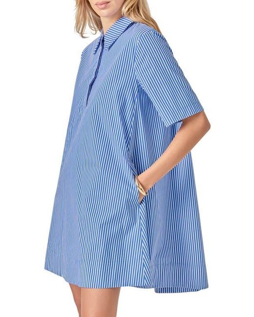 English Factory Blue Short Sleeve A-Line Shirtdress