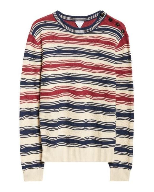 【送料&関税込】Bottega Veneta Striped Pattern Crewneck T-sh BOTTEGA VENETA Striped knitted wool sweater | NET-A-PORTER