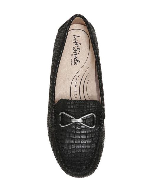 LifeStride Black Turnpike Croc Embossed Loafer