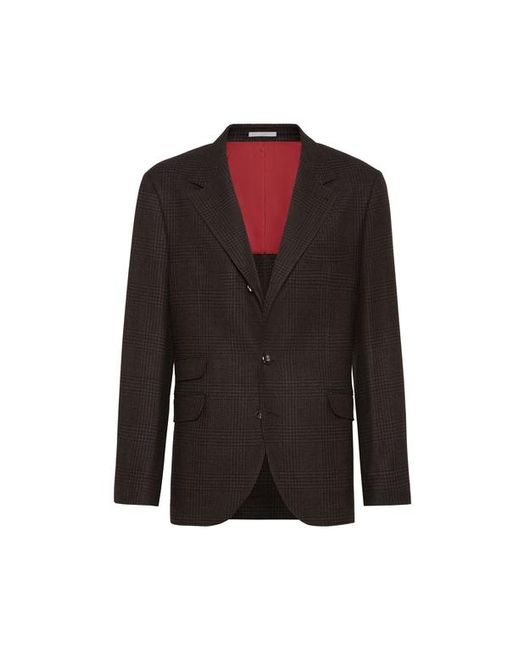 Brunello Cucinelli Black Prince Of Wales Cavallo Blazer for men