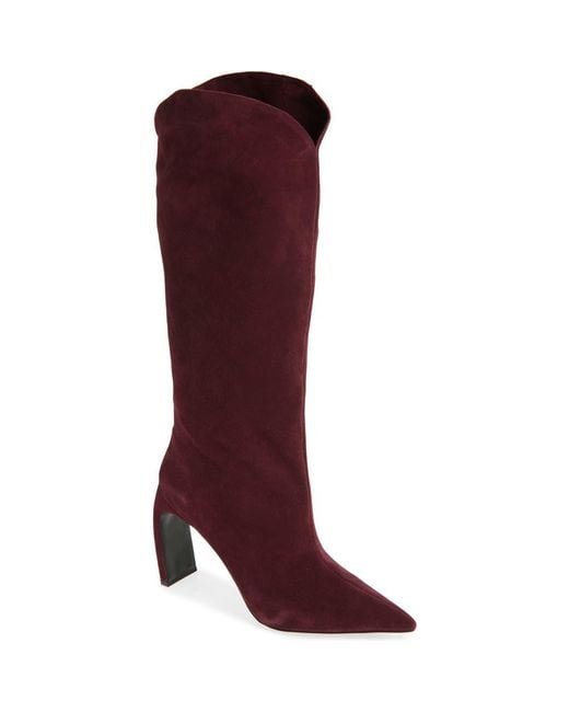 Jeffrey Campbell Red Pinpoint Pointed Toe Knee High Boot