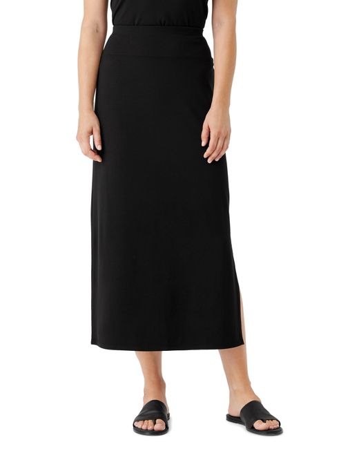 Eileen Fisher Slim Fit Midi Skirt in Black | Lyst