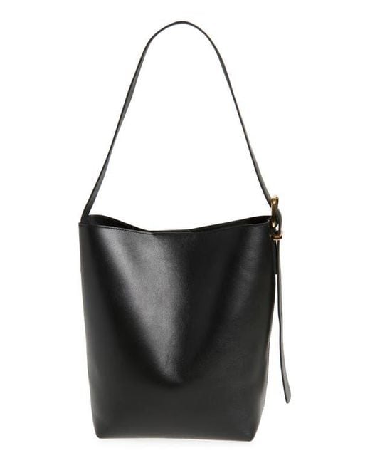 Madewell Black The Medium Essential Leather Bucket Tote