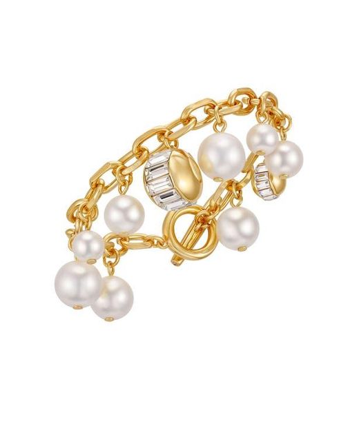 Vince Camuto Metallic Pearl Crystal Charm Bracelet