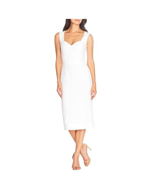 Dress the Population Women's White Elle Sweetheart Neck Sheath