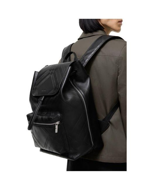 Burberry Black Embossed Check Backpack for men
