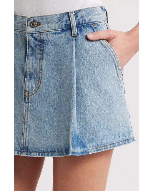 FRAME Blue Pleated Denim Miniskirt