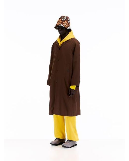 vowels Brown Split Raglan Coat for men