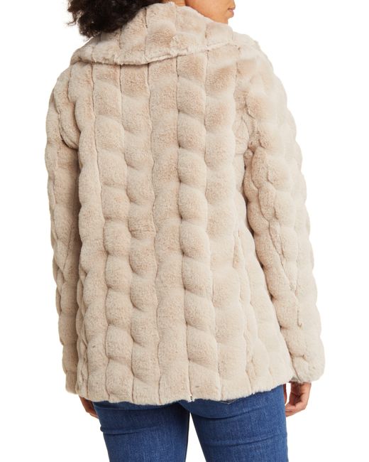 Via Spiga Grooved Herringbone Faux Fur Jacket in Natural Lyst