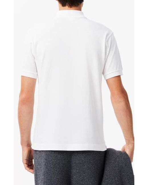 Lacoste White Small Croc Polo for men
