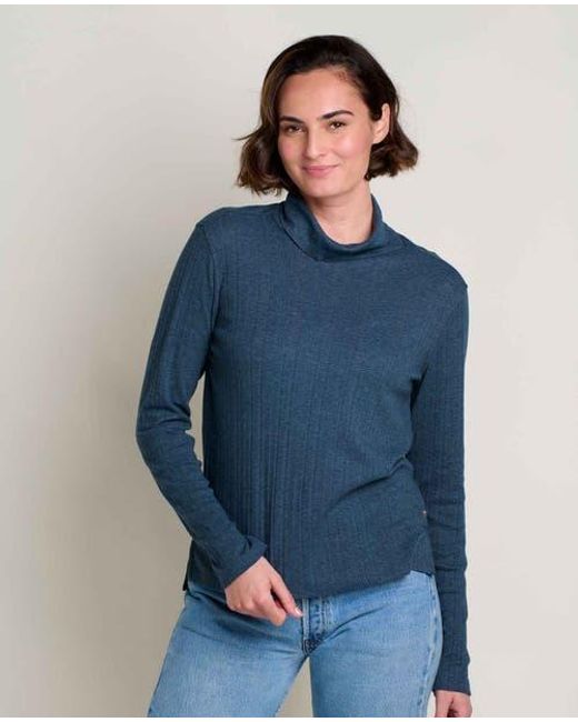 Toad & Co. Blue Foothill Pointelle Long Sleeve Turtleneck