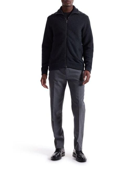 Bugatchi Black Wool Blend Zip Cardigan for men