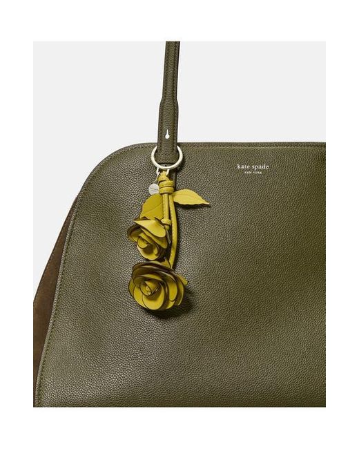 Kate Spade Yellow Charming Smooth Leather Stacked Flowers Key Fob
