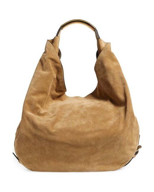 Moschino Brown Handle Me Suede Hobo Bag