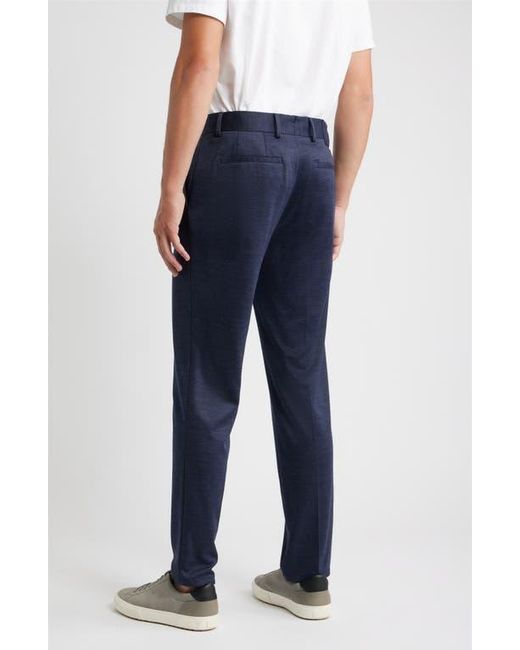 Bugatchi Blue Flat Front Knit Wool Blend Chinos for men