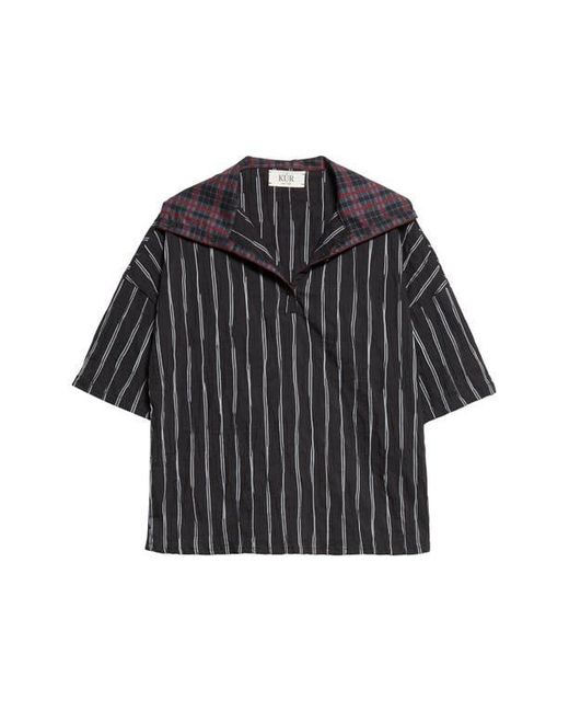 KÚR Black High Neck Drop Shoulder Shirt