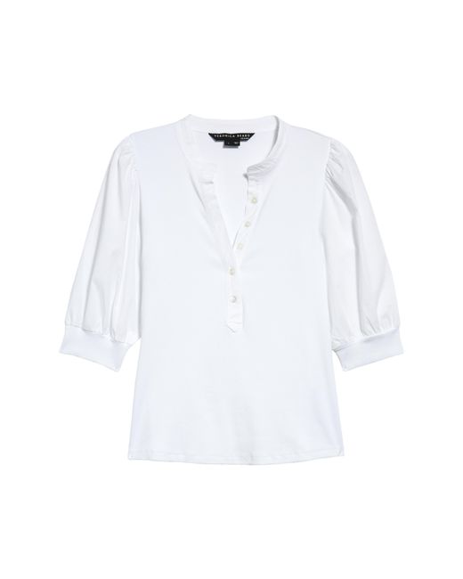 Veronica Beard White Coralee Front Button Blouse
