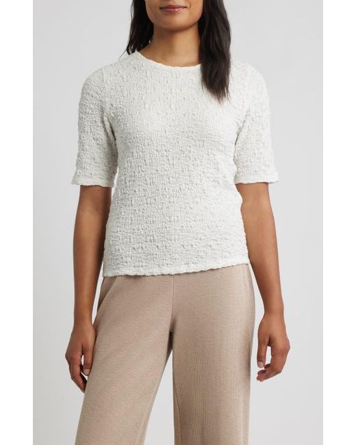Eileen Fisher Women's White Crewneck Textured T-Shirt