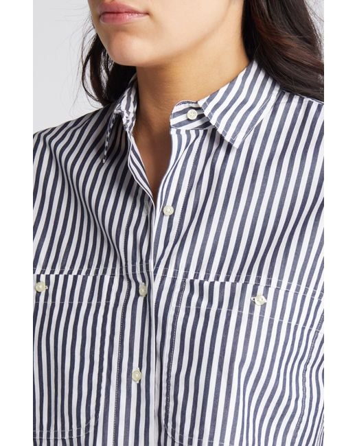 The Great Blue The Atlas Stripe Cotton Button-up Shirt
