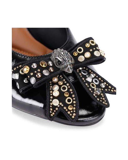 Kurt Geiger Black Belgravia Stud Bow Slide Sandal