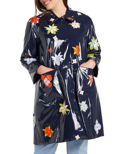 Kate Spade Floral Embellished Raincoat in Blue Lyst