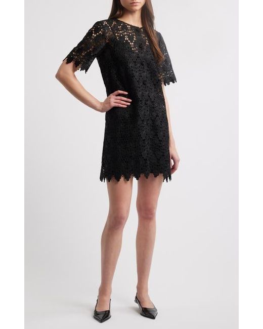 FRAME Black The Lace Button Front Dress