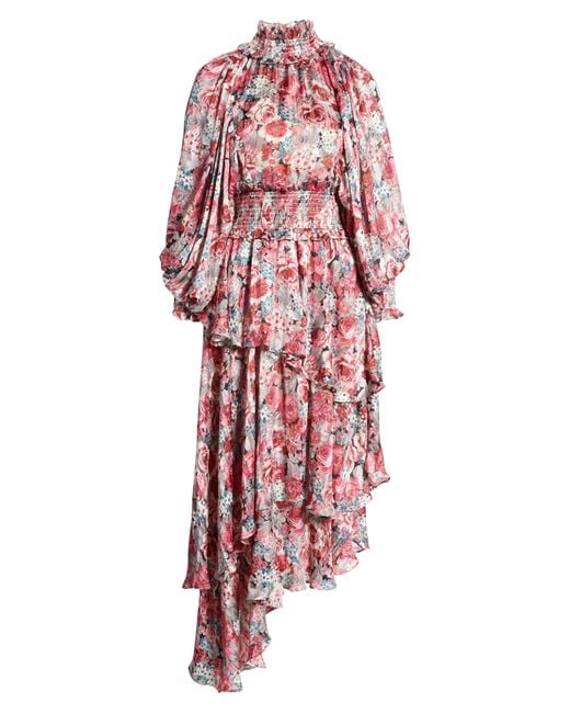 Elliatt Red Astrid Floral Long Sleeve Midi Dress