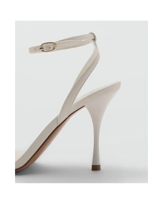 Mango White Ankle Strap Sandal
