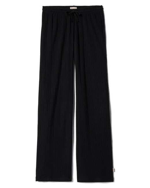 Brixton Black Cotton Pointelle Drawstring Pants
