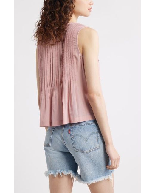 Treasure & Bond Red Pintuck Cotton Blend Tank