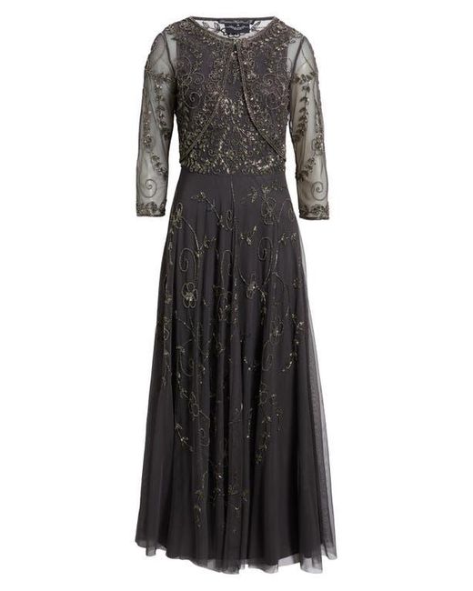 lauren metallic dress ASHLEYlauren 11236 - Gold Floral Sequin Beaded Gown