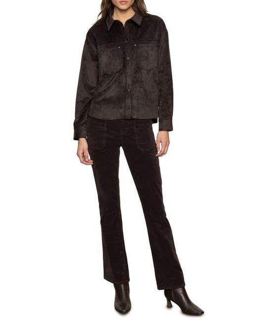 Sanctuary Black Ivy Faux Suede Long Sleeve Button-Up Shirt