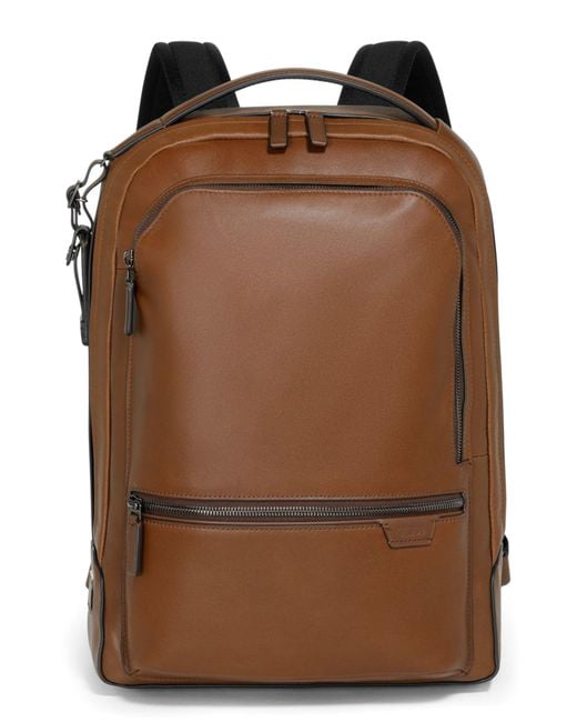 Tumi Brown Harrison Bradner Leather Backpack for men