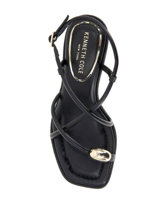 Kenneth Cole Black Gatlyn Ankle Strap Kitten Heel Sandal