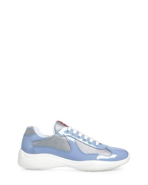 Prada Blue America's Cup Vernice Bike Low Top Sneaker for men