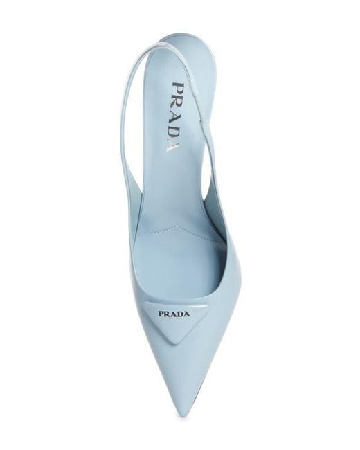 Prada Blue Modellerie Pointed Toe Slingback Pump