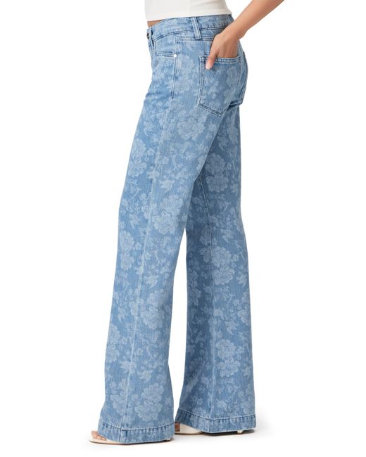 PAIGE Blue Sonja Floral Low Rise Wide Leg Trouser Jeans