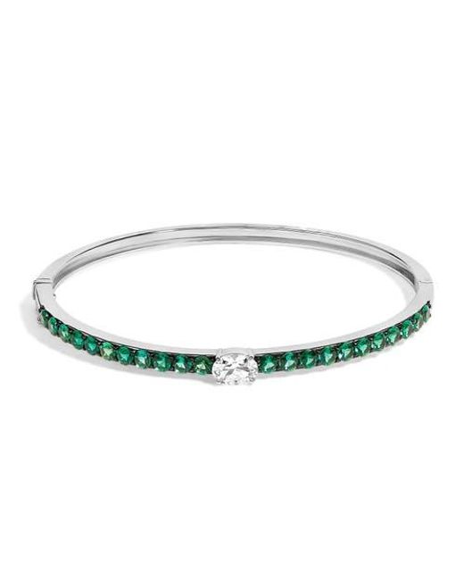 Haus of Brilliance Green Created Sapphire And Emerald Semi Eternity Bangle Bracelet