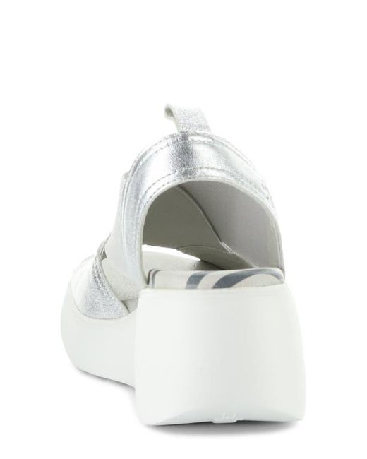 Fly London White Daif Platform Wedge Sandal