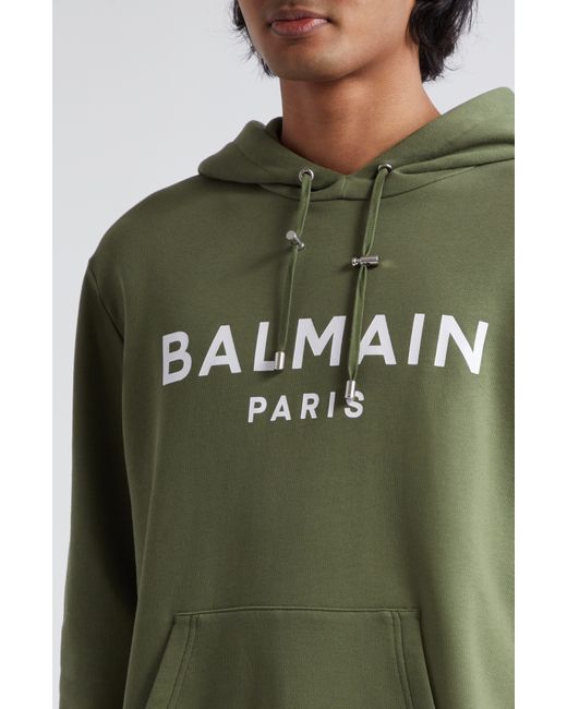 Balmain Green Logo Hoodie for men