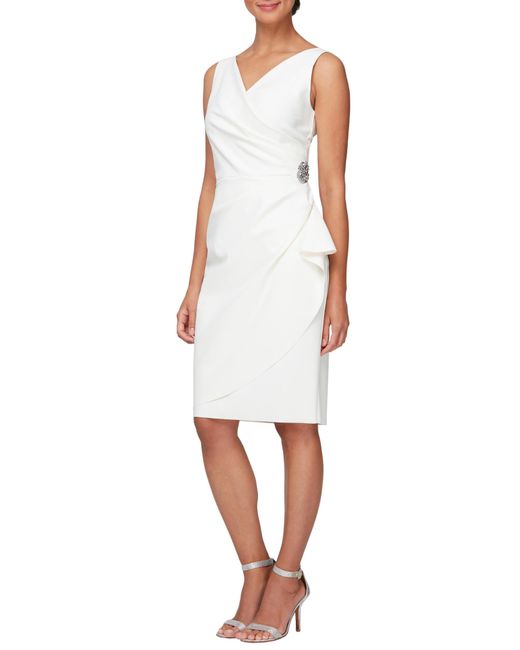 Alex Evenings Side Ruched Cocktail Dress in White | Lyst