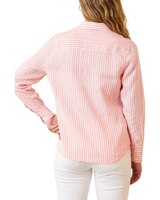 Tommy Bahama Pink Ocean Surf Stripe Linen Shirt