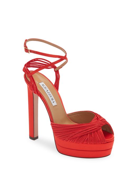 Aquazzura Red Bellini Beauty Platform Sandal