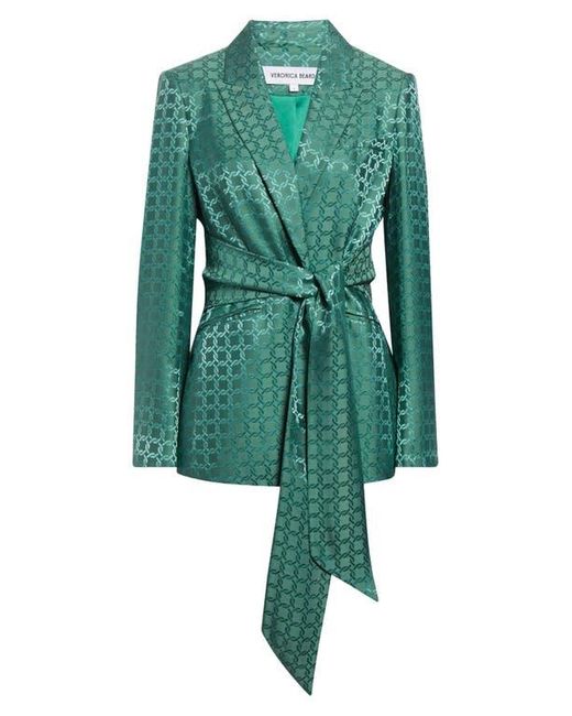 Veronica Beard Green Issel Chain Print Tie Waist Jacket