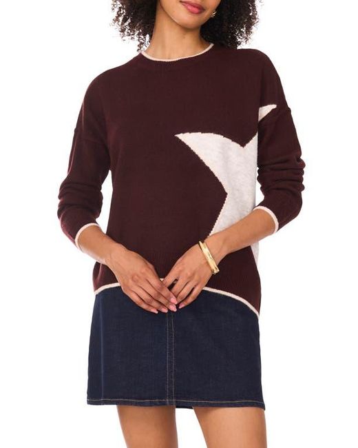 Vince Camuto Blue Star Detail Crewneck Sweater