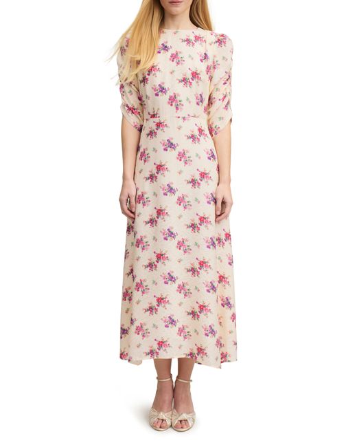 L.K.Bennett Pink Delilah Bouquet Silk Jacquard Midi Dress