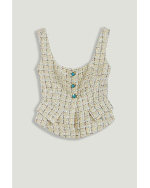 Nocturne Gray Button Accessory Tweed Bustier