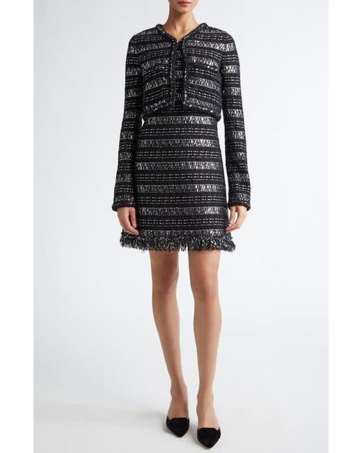 Giambattista Valli Black Sequin & Metallic Tweed Crop Jacket